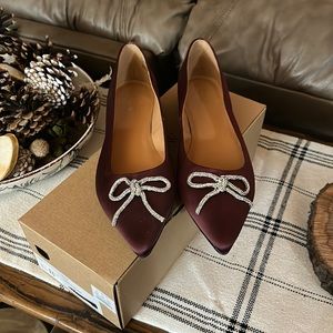 NIB JCrew Size 8.5 Ballet Pointy Toe Bow Flats